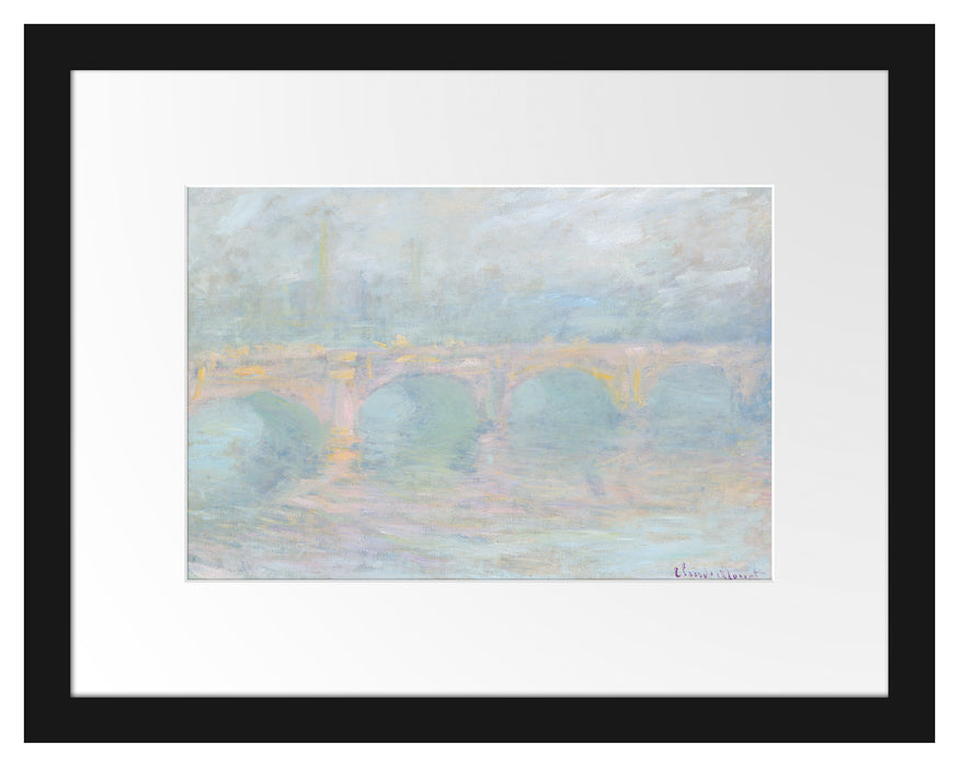 Pixxprint Claude Monet - Waterloo Brücke, im Galerie-Passepartout Bilderrahmen