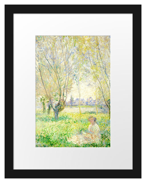 Claude Monet - Frau unter den Weiden sitzend Passepartout Rechteckig 30