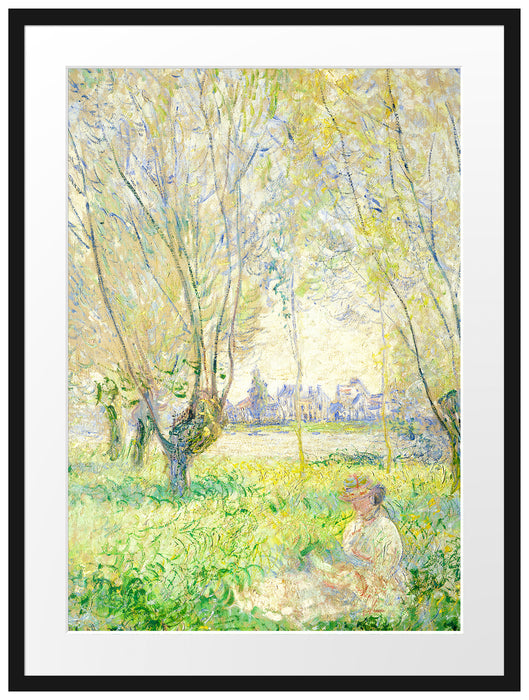 Claude Monet - Frau unter den Weiden sitzend Passepartout Rechteckig 80