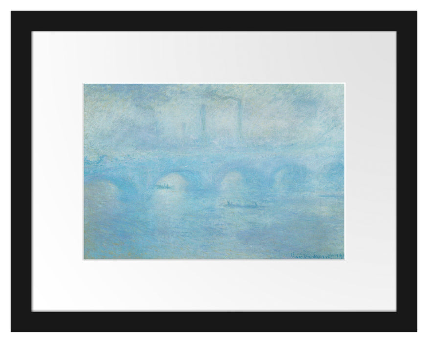 Pixxprint Claude Monet - Waterloo Brücke in London, im Galerie-Passepartout Bilderrahmen