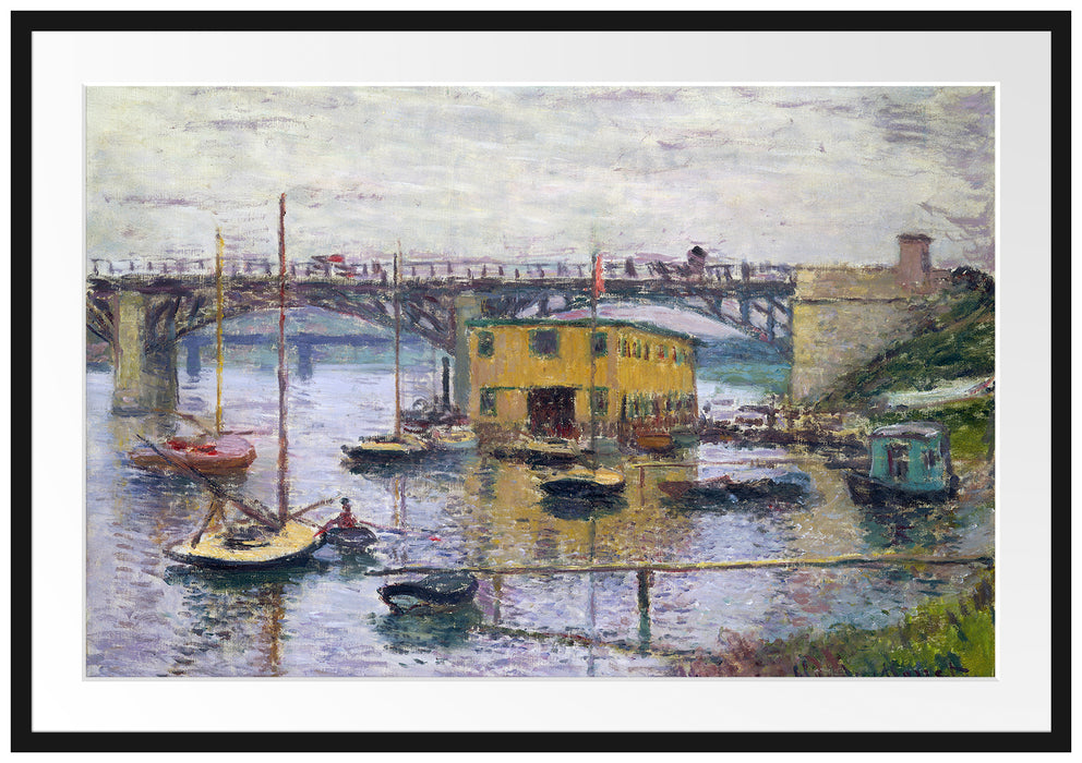 Claude Monet - Brücke bei Argenteuil an einem grauen Passepartout Rechteckig 100