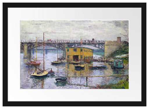 Claude Monet - Brücke bei Argenteuil an einem grauen Passepartout Rechteckig 40