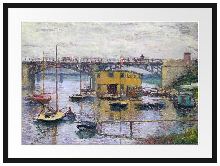 Claude Monet - Brücke bei Argenteuil an einem grauen Passepartout Rechteckig 80