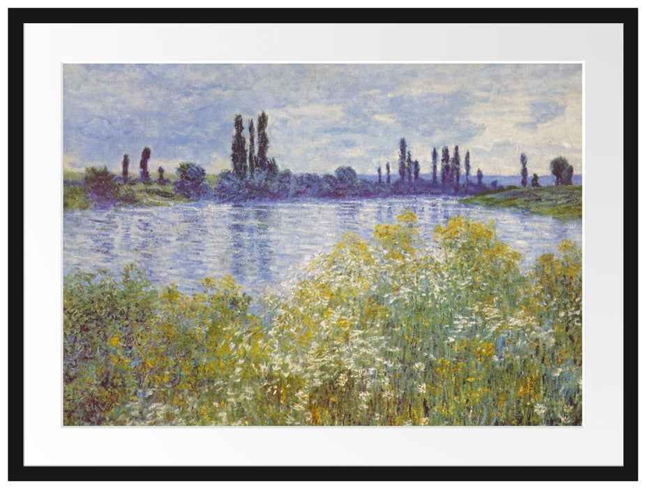 Claude Monet - Seine-Ufer Vétheuil Passepartout Rechteckig 80