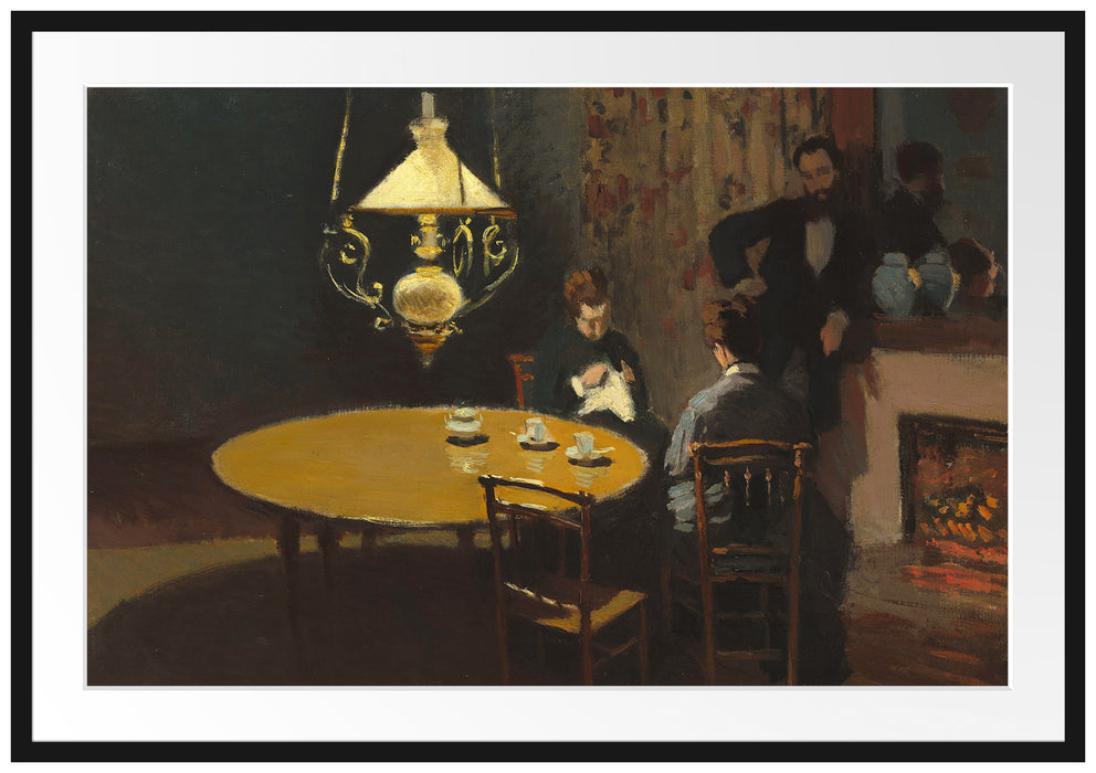Claude Monet - Drinnen nach dem Abendessen Passepartout Rechteckig 100