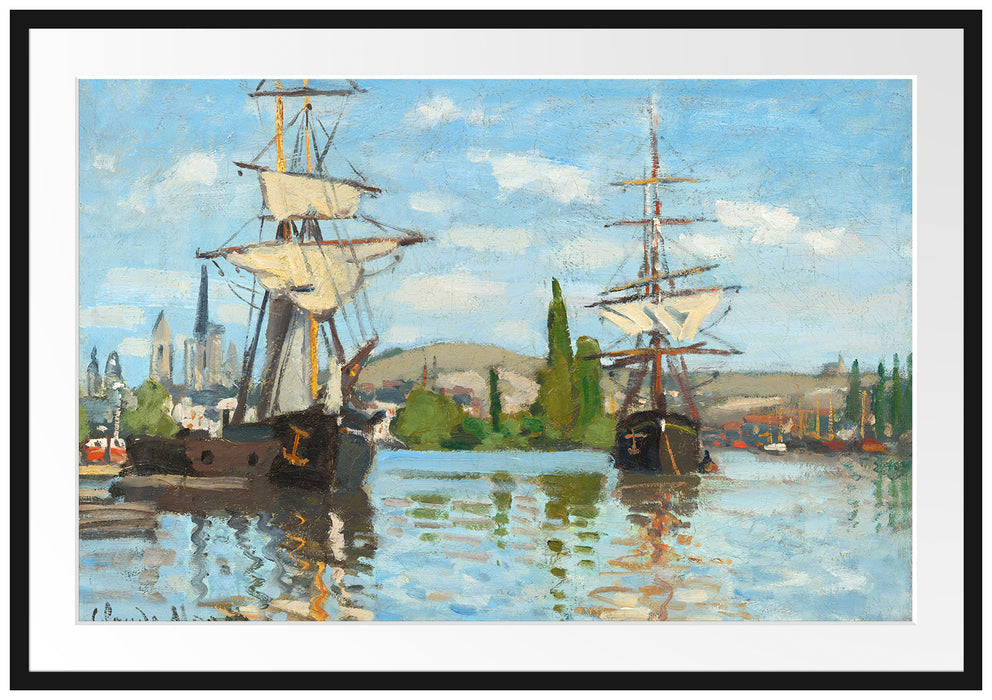 Claude Monet - Schiffe auf der Seine bei Rouen Passepartout Rechteckig 100