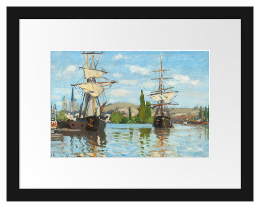 Claude Monet - Schiffe auf der Seine bei Rouen Passepartout Rechteckig 30