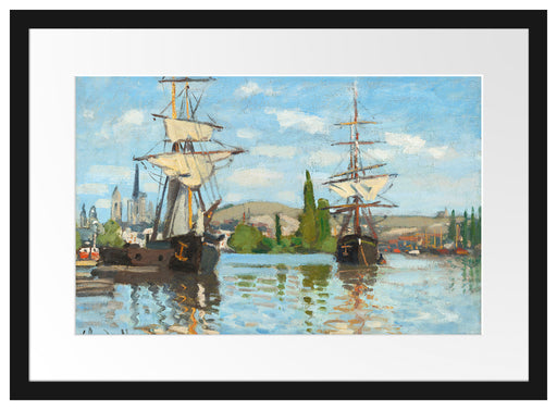 Claude Monet - Schiffe auf der Seine bei Rouen Passepartout Rechteckig 40
