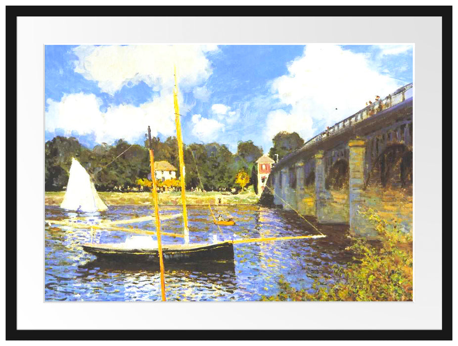 Claude Monet - Die Brücke bei Argenteuil Passepartout Rechteckig 80