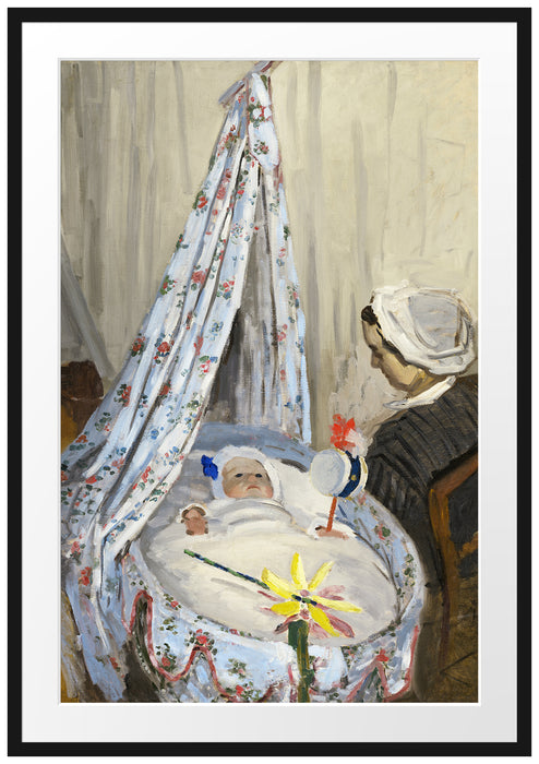 Claude Monet - Die Wiege - Camille mit Jean dem Sohn Passepartout Rechteckig 100