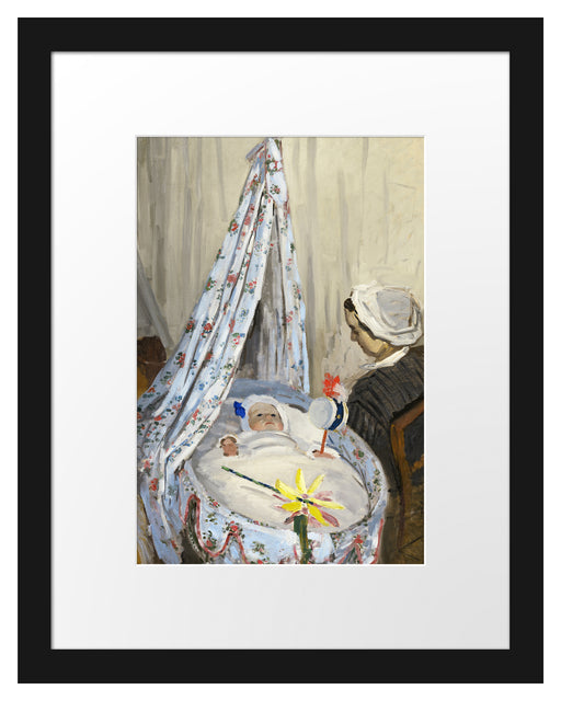 Claude Monet - Die Wiege - Camille mit Jean dem Sohn Passepartout Rechteckig 30