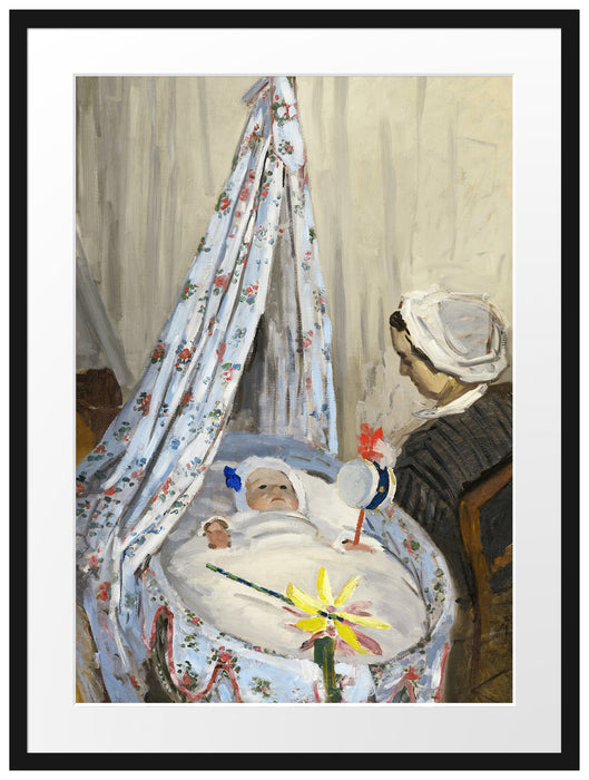 Claude Monet - Die Wiege - Camille mit Jean dem Sohn Passepartout Rechteckig 80