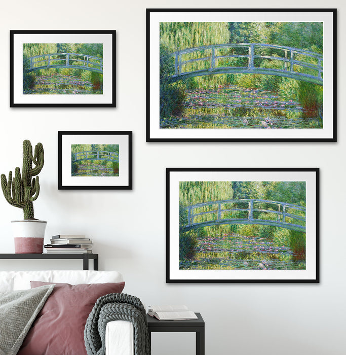 Claude Monet - Die japanische Brücke Passepartout Wohnzimmer Rechteckig