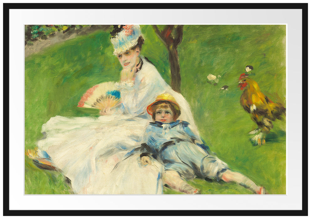 Claude Monet - Madame Monet mit ihrem Sohn Passepartout Rechteckig 100
