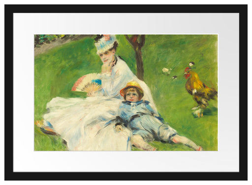 Claude Monet - Madame Monet mit ihrem Sohn Passepartout Rechteckig 40