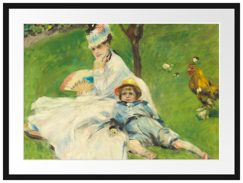 Claude Monet - Madame Monet mit ihrem Sohn Passepartout Rechteckig 80