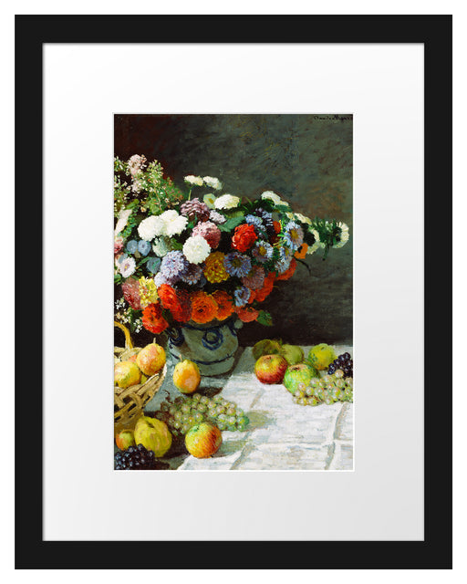 Claude Monet - Stillleben mit Blumen und Früchten Passepartout Rechteckig 30