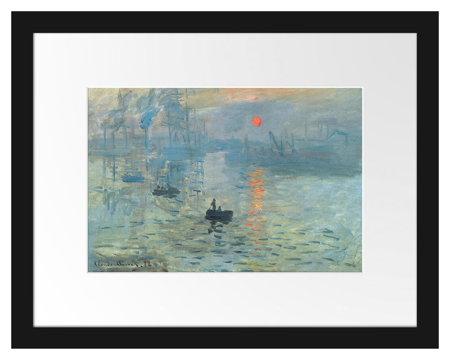 Pixxprint Claude Monet - Impression Sonnenaufgang, im Galerie-Passepartout Bilderrahmen