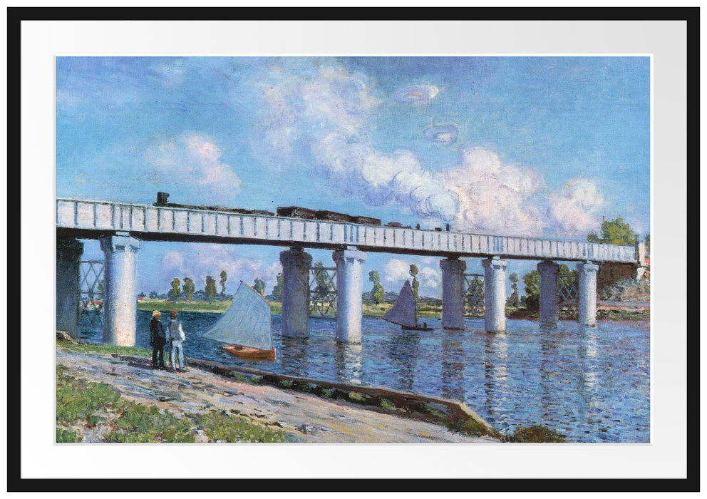 Claude Monet - Die Eisenbahnbrücke in Argenteuil Passepartout Rechteckig 100