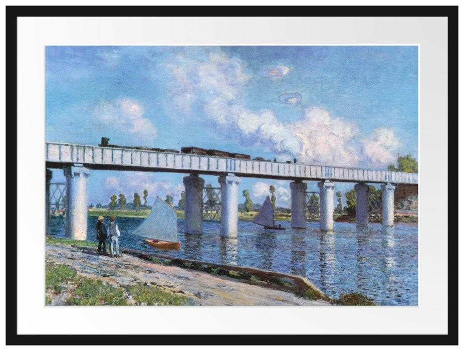 Claude Monet - Die Eisenbahnbrücke in Argenteuil Passepartout Rechteckig 80