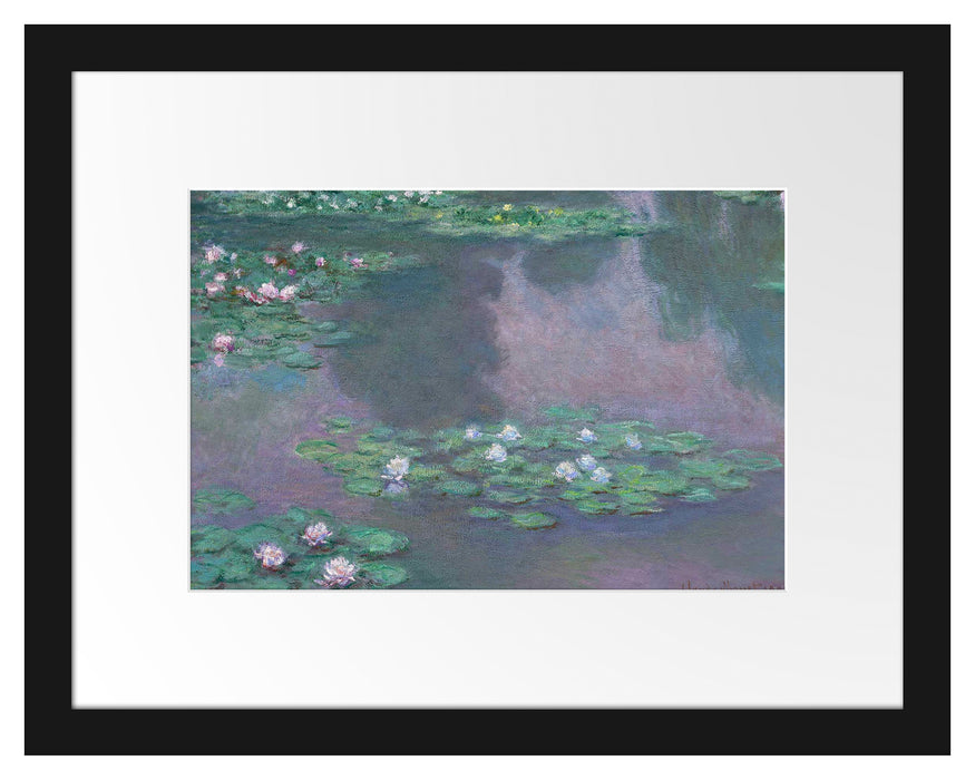 Pixxprint Claude Monet - Seerosen VI, im Galerie-Passepartout Bilderrahmen
