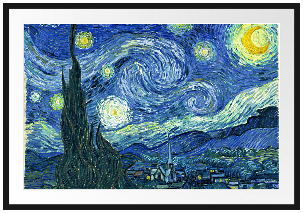 Vincent Van Gogh - Die Sternennacht Passepartout Rechteckig 100