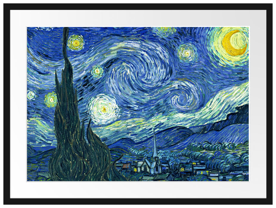 Vincent Van Gogh - Die Sternennacht Passepartout Rechteckig 80