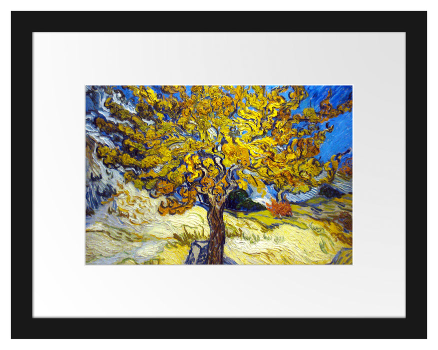 Pixxprint Vincent Van Gogh - Maulbeerbaum, im Galerie-Passepartout Bilderrahmen