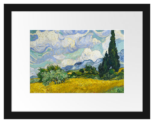 Vincent Van Gogh - Weizenfeld mit Zypressen Passepartout Rechteckig 30