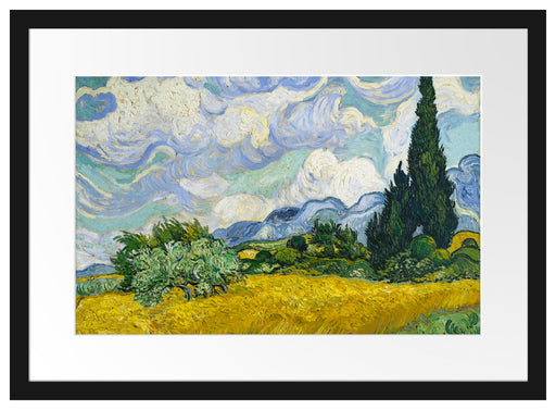 Vincent Van Gogh - Weizenfeld mit Zypressen Passepartout Rechteckig 40