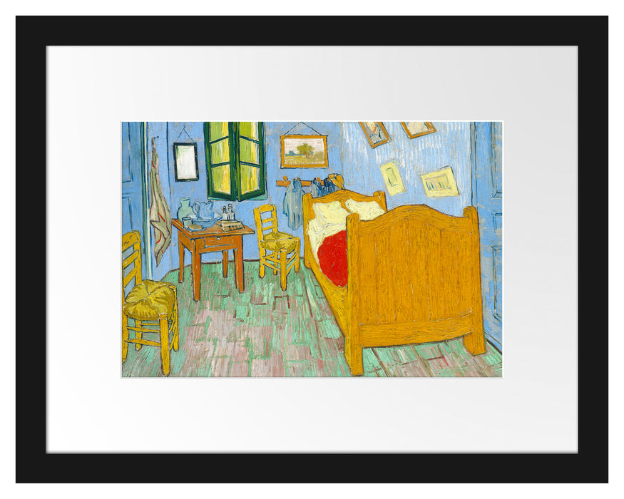 Pixxprint Vincent Van Gogh - Das Schlafzimmer - zweite Version, im Galerie-Passepartout Bilderrahmen