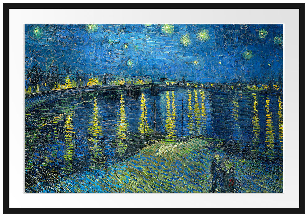 Vincent Van Gogh - Sternennacht über die Rhône Passepartout Rechteckig 100