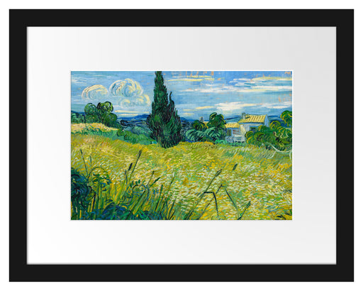 Vincent Van Gogh - Grünes Weizenfeld mit Zypressen Passepartout Rechteckig 30