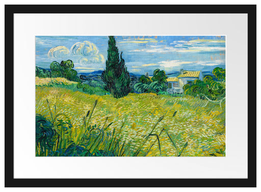 Vincent Van Gogh - Grünes Weizenfeld mit Zypressen Passepartout Rechteckig 40