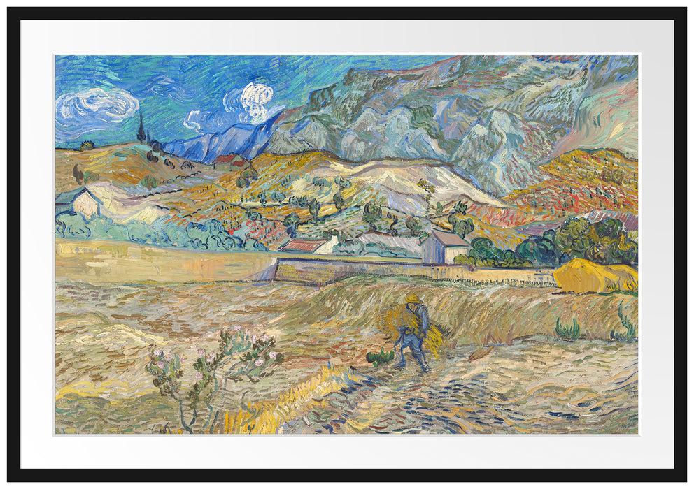 Vincent Van Gogh - Weizenfeld mit Bauer Passepartout Rechteckig 100
