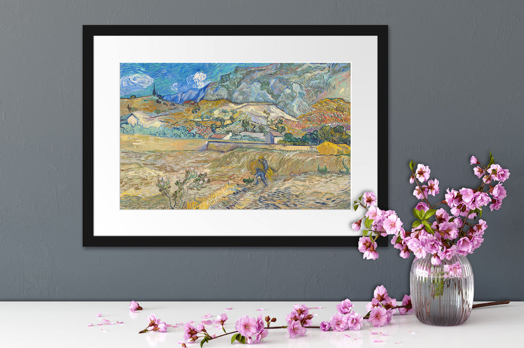Vincent Van Gogh - Weizenfeld mit Bauer Passepartout Dateil Rechteckig