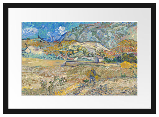 Vincent Van Gogh - Weizenfeld mit Bauer Passepartout Rechteckig 40
