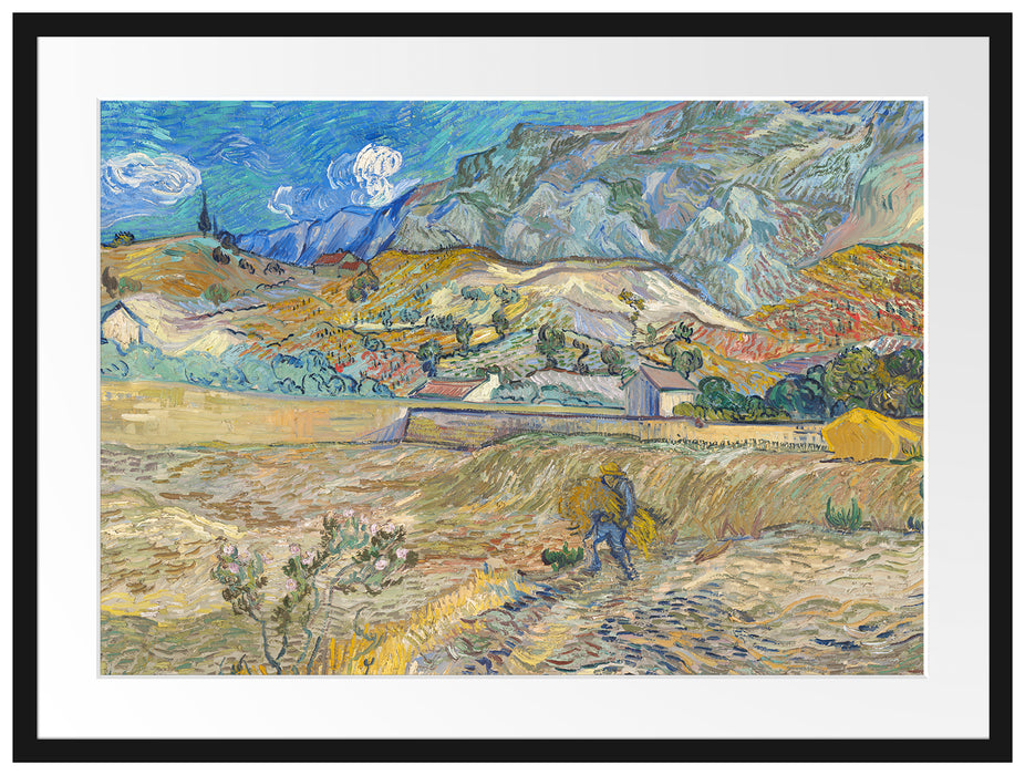 Vincent Van Gogh - Weizenfeld mit Bauer Passepartout Rechteckig 80