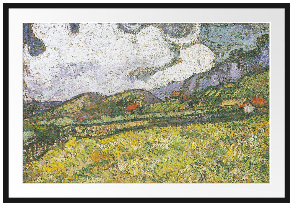 Vincent Van Gogh - Weizenfeld hinter Saint-Paul Passepartout Rechteckig 100