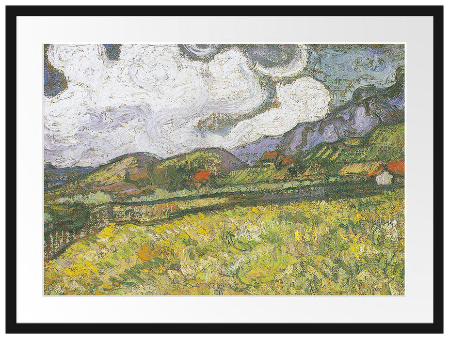 Vincent Van Gogh - Weizenfeld hinter Saint-Paul Passepartout Rechteckig 80