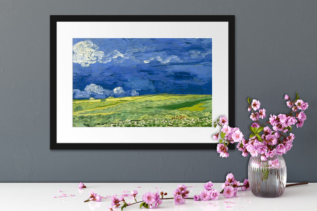Vincent Van Gogh - Weizenfeld unter Gewitterwolken Passepartout Dateil Rechteckig