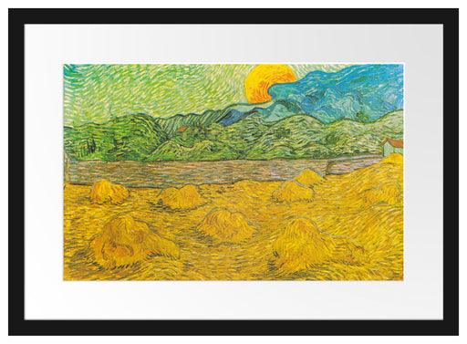 Vincent Van Gogh - Landschaft mit Weizenhaufen Passepartout Rechteckig 40