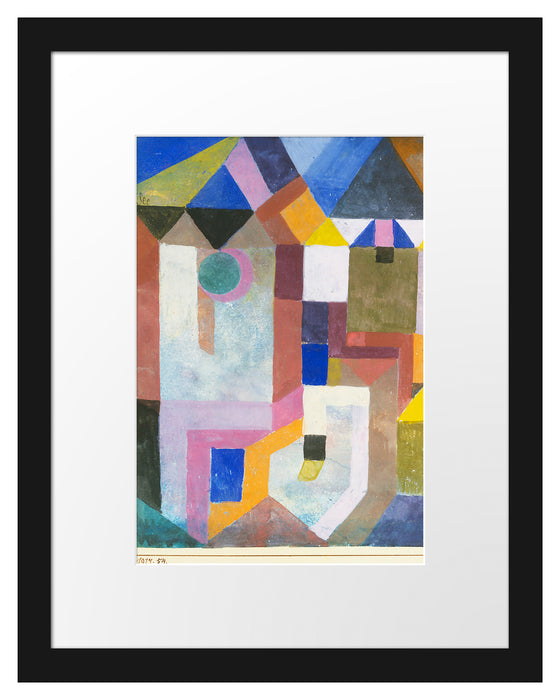 Pixxprint Paul Klee - Bunte Architektur, im Galerie-Passepartout Bilderrahmen