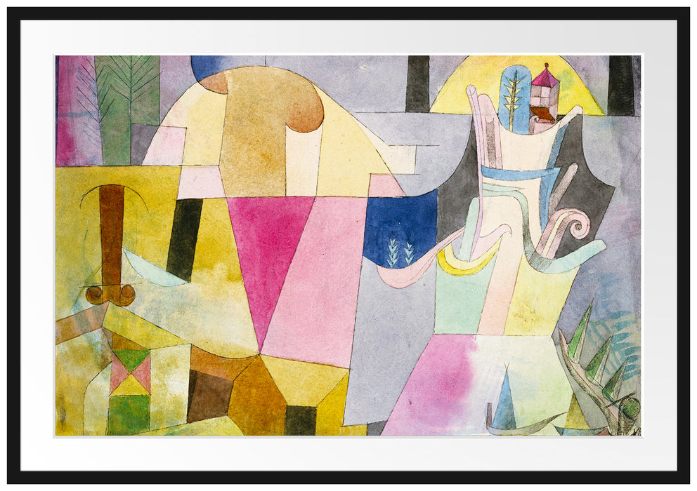 Paul Klee - Schwarze Säulen in der Landschaft Passepartout Rechteckig 100