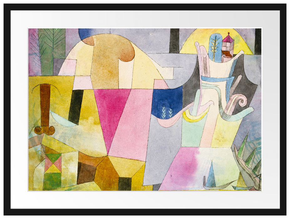Paul Klee - Schwarze Säulen in der Landschaft Passepartout Rechteckig 80