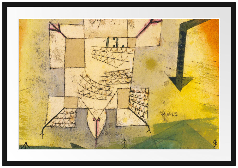 Paul Klee - Abstürzender Vogel Passepartout Rechteckig 100