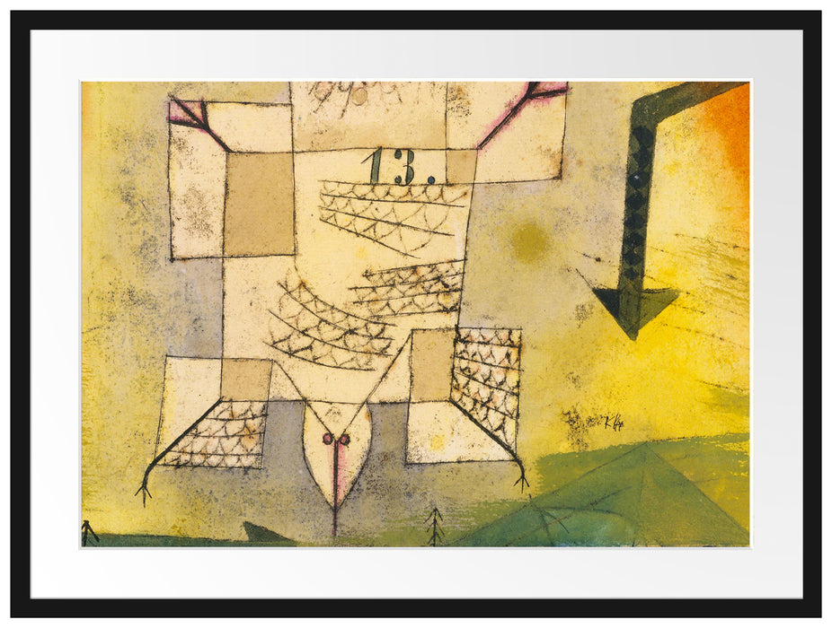 Paul Klee - Abstürzender Vogel Passepartout Rechteckig 80
