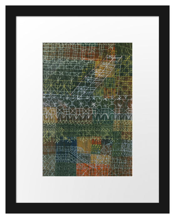 Pixxprint Paul Klee - Struktural I, im Galerie-Passepartout Bilderrahmen