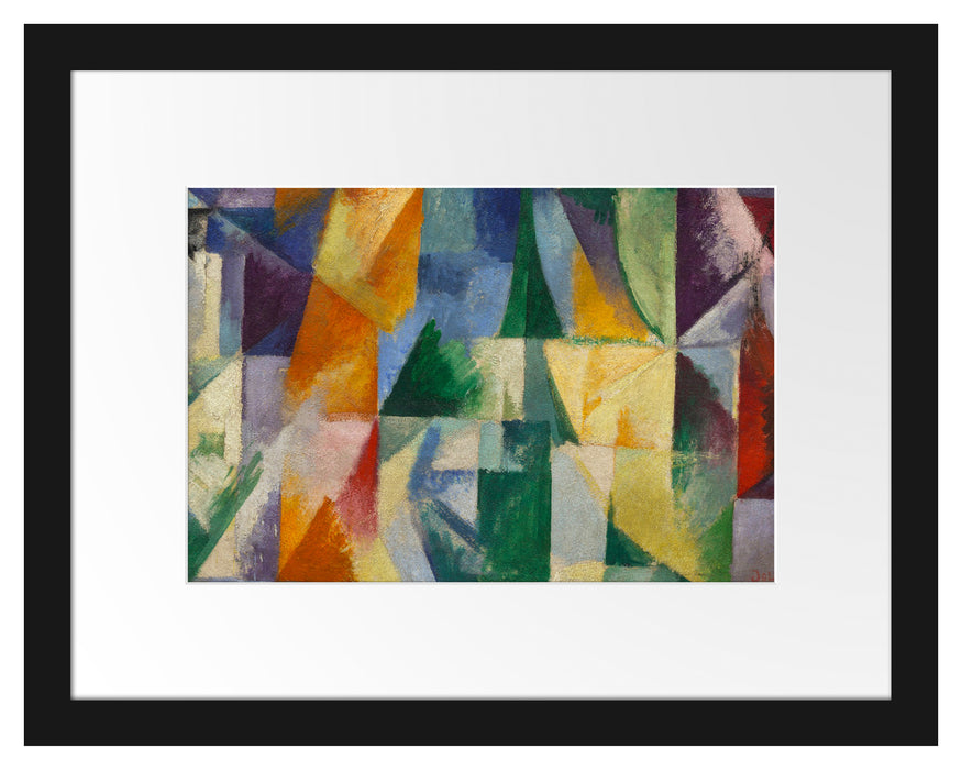 Pixxprint Robert Delaunay - Gleichzeitig geöffnete Fenster, im Galerie-Passepartout Bilderrahmen