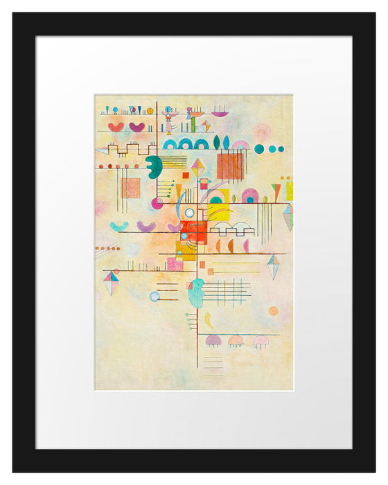 Pixxprint Wassily Kandinsky - Anmutiger Aufstieg, im Galerie-Passepartout Bilderrahmen